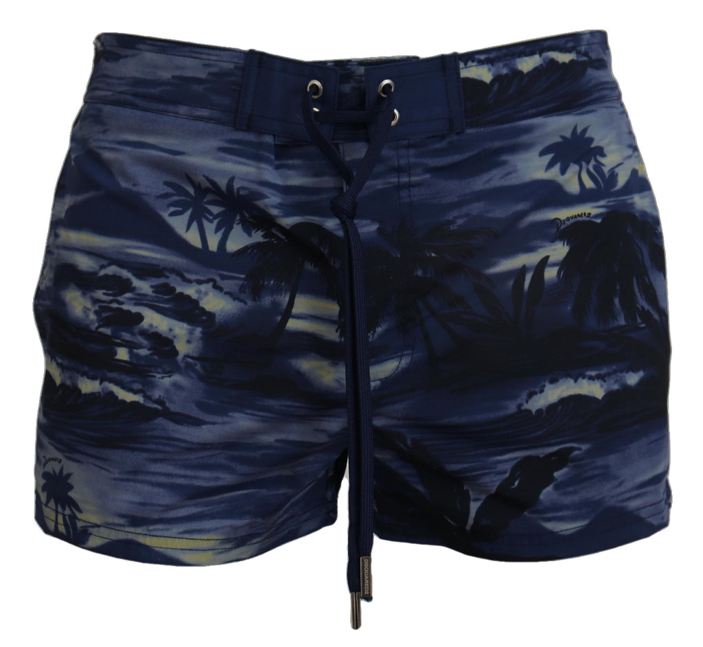 Dsquared² Blue Tropical Wave Design Beachwear Shorts Swimwear Dsquared²