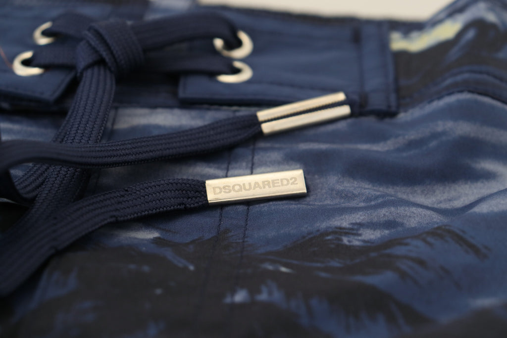 Dsquared² Blue Tropical Wave Design Beachwear Shorts Swimwear Dsquared²
