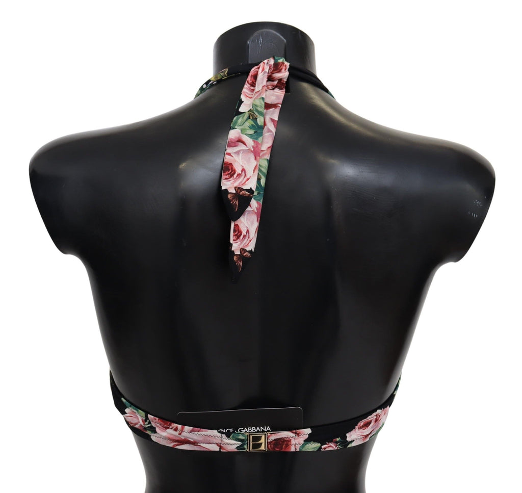 Dolce & Gabbana Black Roses Print Swimsuit Beachwear Bikini Tops - Luxe & Glitz