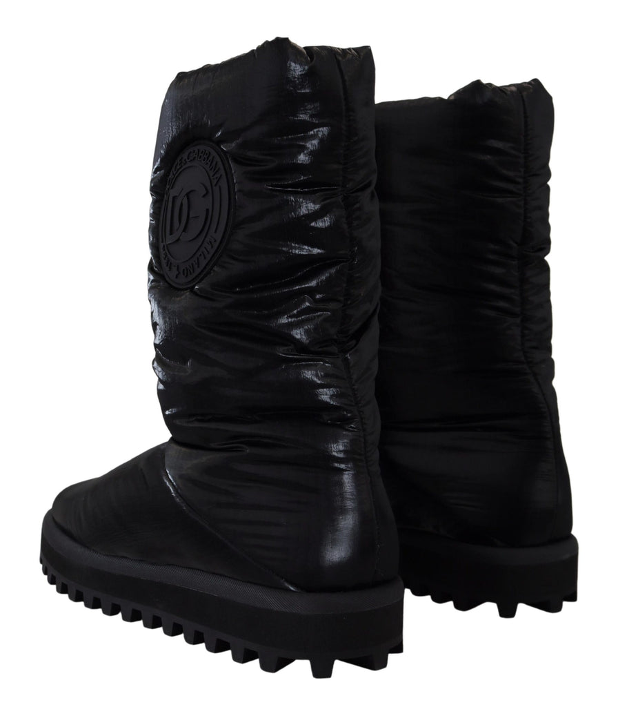 Dolce & Gabbana Black Boots Padded Mid Calf Winter Shoes Dolce & Gabbana