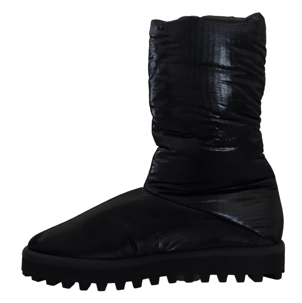 Dolce & Gabbana Black Boots Padded Mid Calf Winter Shoes Dolce & Gabbana