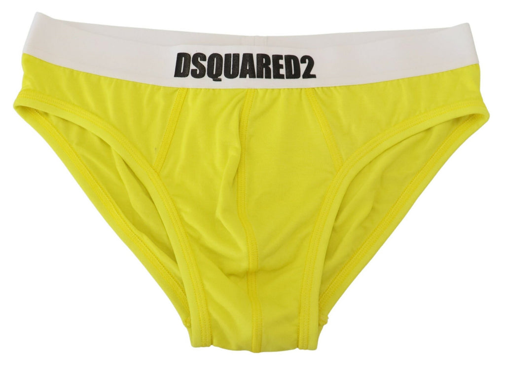 Dsquared² Yellow White Logo Modal Stretch Men Brief Underwear Dsquared²