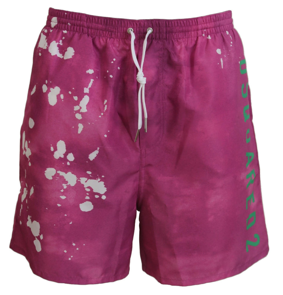 Dsquared² Pink Tie Dye Logo Men Beachwear Shorts Swimwear Dsquared²