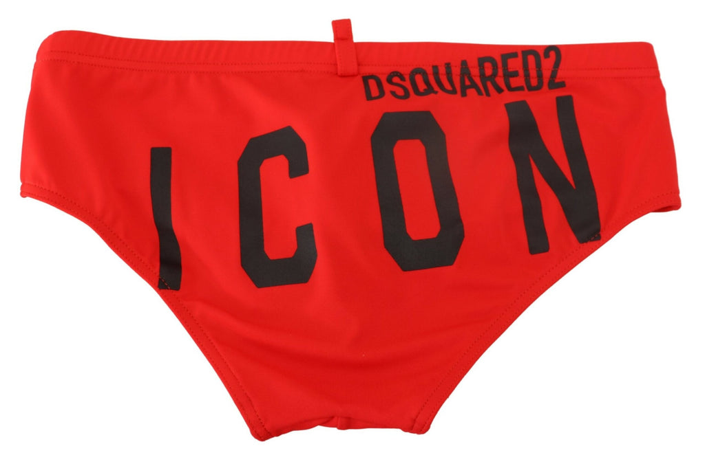 Dsquared² Red Black ICON Print Mens Swim Brief Swimwear Dsquared²
