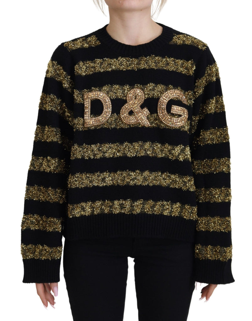 Dolce & Gabbana Black Gold D&G Crystal Cashmere Sweater Dolce & Gabbana