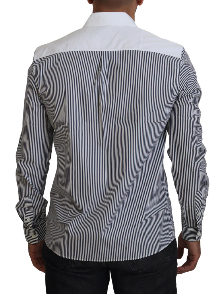 Dolce & Gabbana Gray White Striped Slim Fit Shirt Dolce & Gabbana