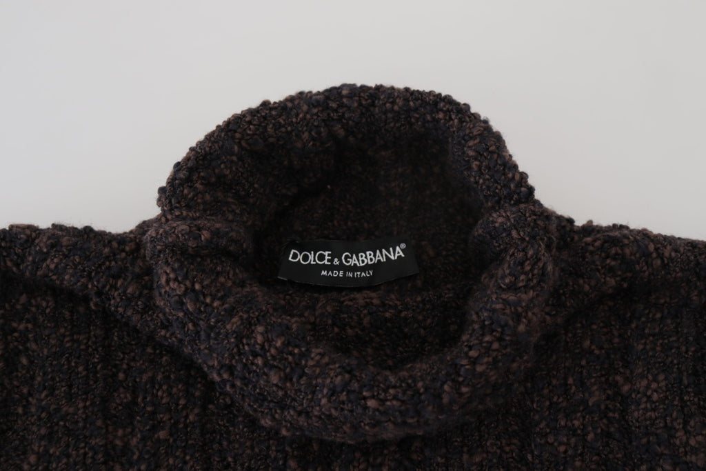 Dolce & Gabbana Brown Wool Knit Turtleneck Pullover Sweater Dolce & Gabbana