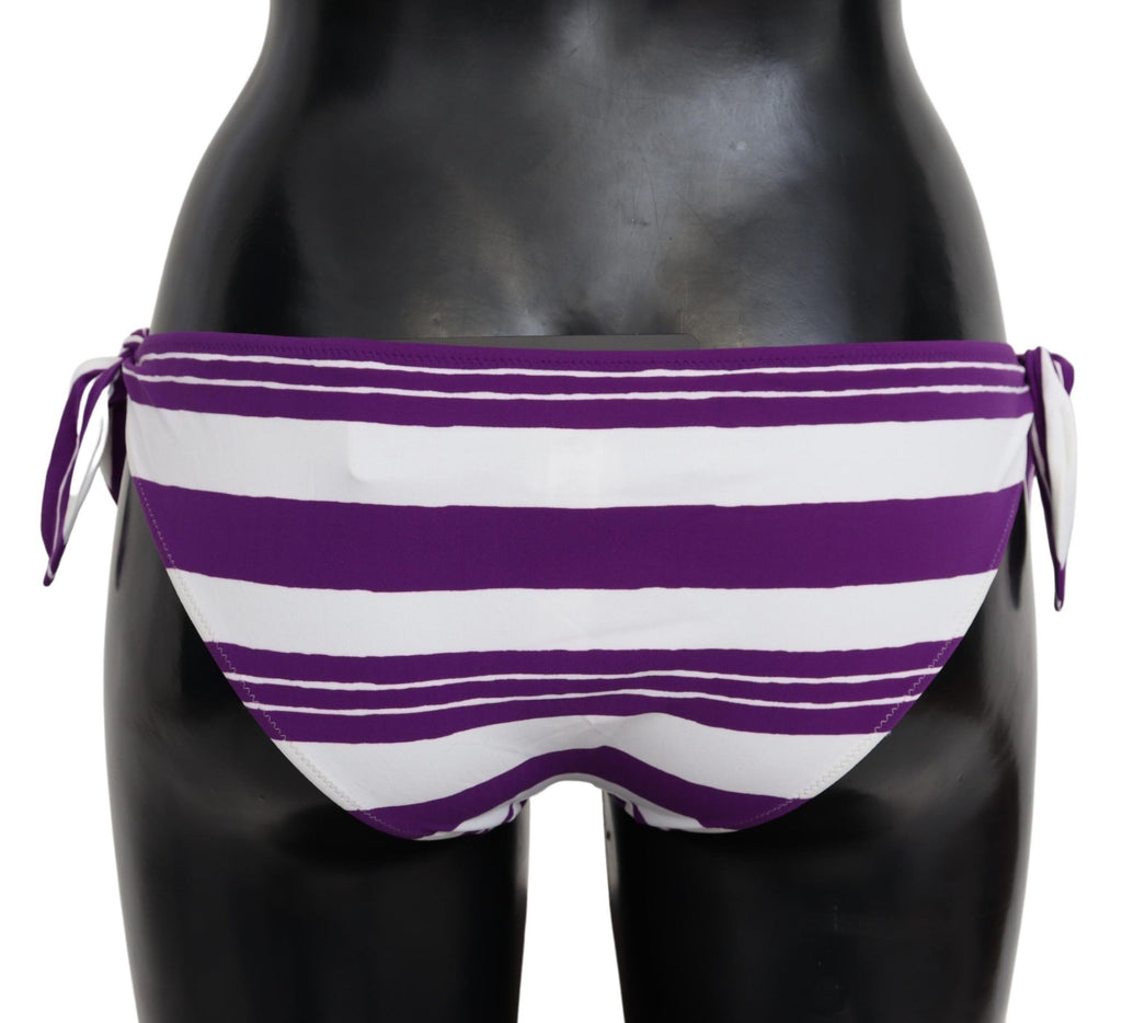 Dolce & Gabbana Purple White Stripes Beachwear Bikini Bottom - Luxe & Glitz