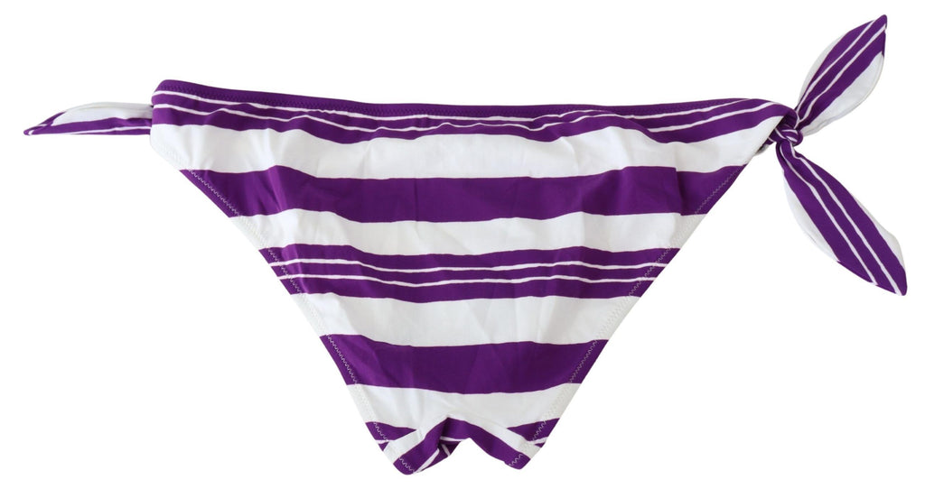 Dolce & Gabbana Purple White Stripes Beachwear Bikini Bottom - Luxe & Glitz