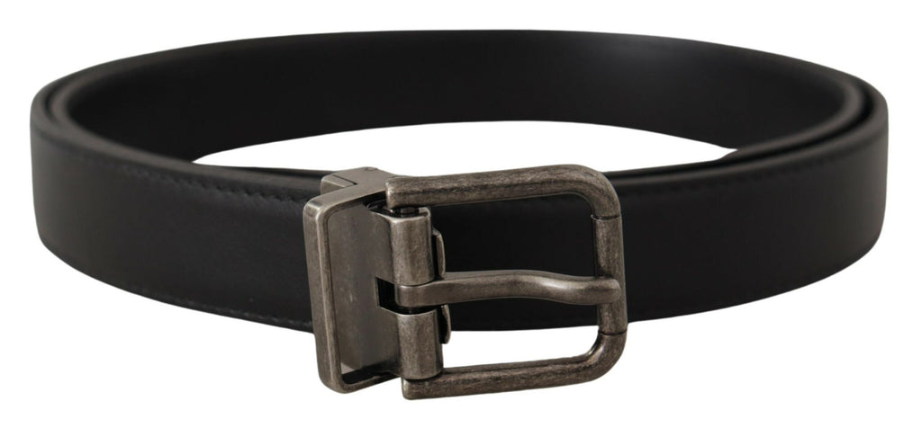 Dolce & Gabbana Black Plain Leather Vintage Logo Metal Buckle Belt Dolce & Gabbana