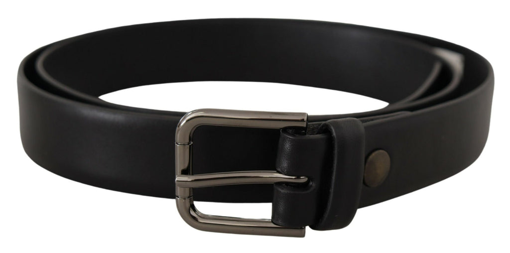 Dolce & Gabbana Black Calf Leather Classic Logo Metal Buckle Belt Dolce & Gabbana