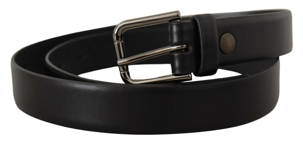 Dolce & Gabbana Black Calf Leather Classic Logo Metal Buckle Belt Dolce & Gabbana