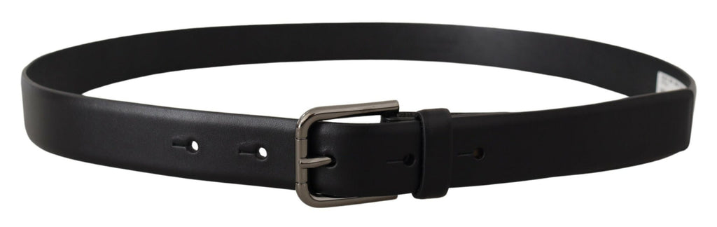 Dolce & Gabbana Black Calf Leather Classic Logo Metal Buckle Belt Dolce & Gabbana