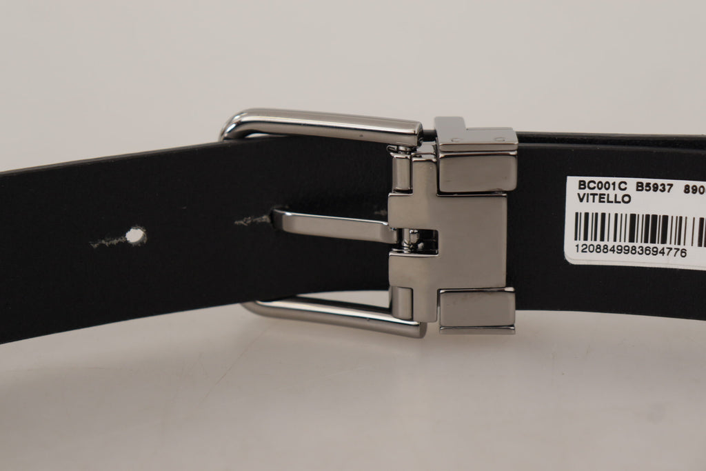 Dolce & Gabbana Black Casual Calf Leather Logo Metal Buckle Belt Dolce & Gabbana