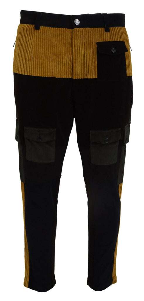 Dolce & Gabbana Black Yellow Cotton Men Pants Dolce & Gabbana