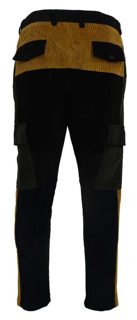 Dolce & Gabbana Black Yellow Cotton Men Pants Dolce & Gabbana