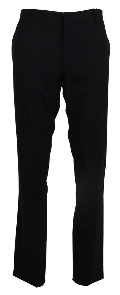 Dolce & Gabbana Black Wool Stretch Dress Formal Slim Fit Pant Dolce & Gabbana