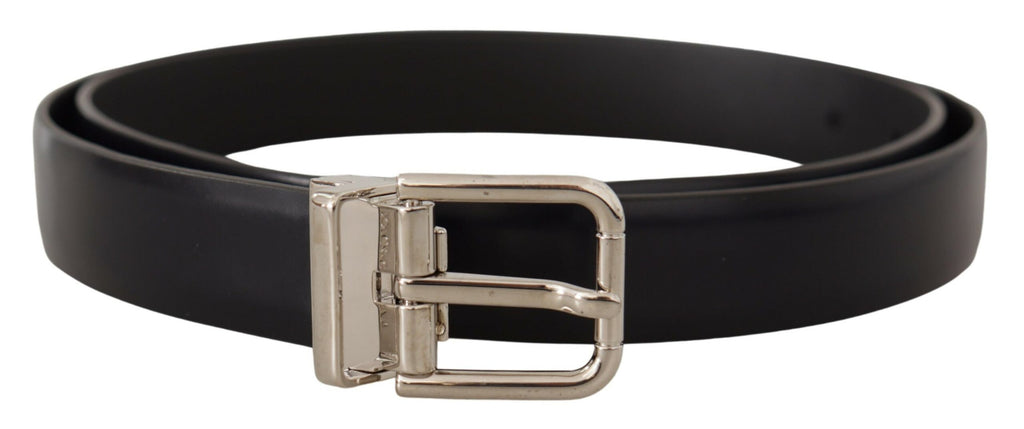 Dolce & Gabbana Black Calf Leather Classic Logo Metal Buckle Belt Dolce & Gabbana