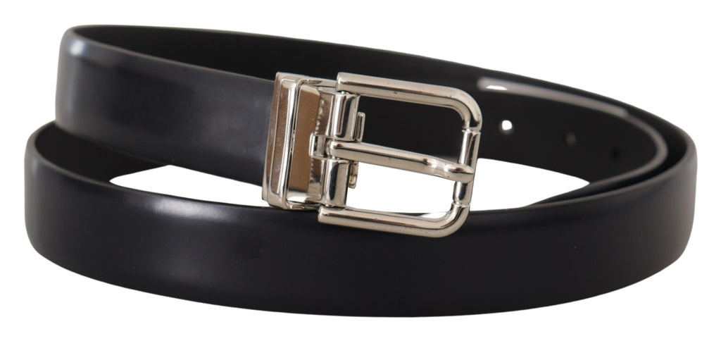 Dolce & Gabbana Black Calf Leather Classic Logo Metal Buckle Belt Dolce & Gabbana