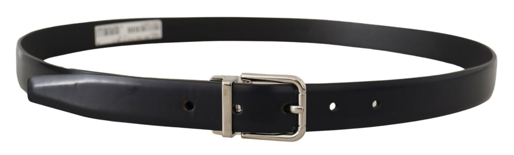 Dolce & Gabbana Black Calf Leather Classic Logo Metal Buckle Belt Dolce & Gabbana