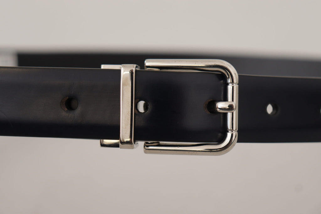 Dolce & Gabbana Black Calf Leather Classic Logo Metal Buckle Belt Dolce & Gabbana