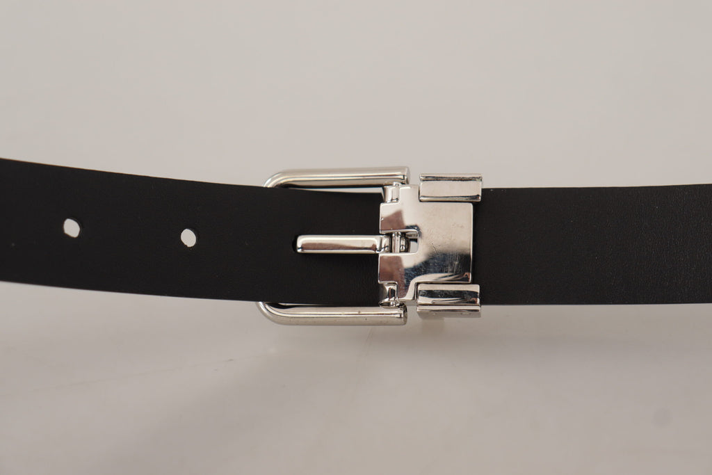 Dolce & Gabbana Black Calf Leather Classic Logo Metal Buckle Belt Dolce & Gabbana