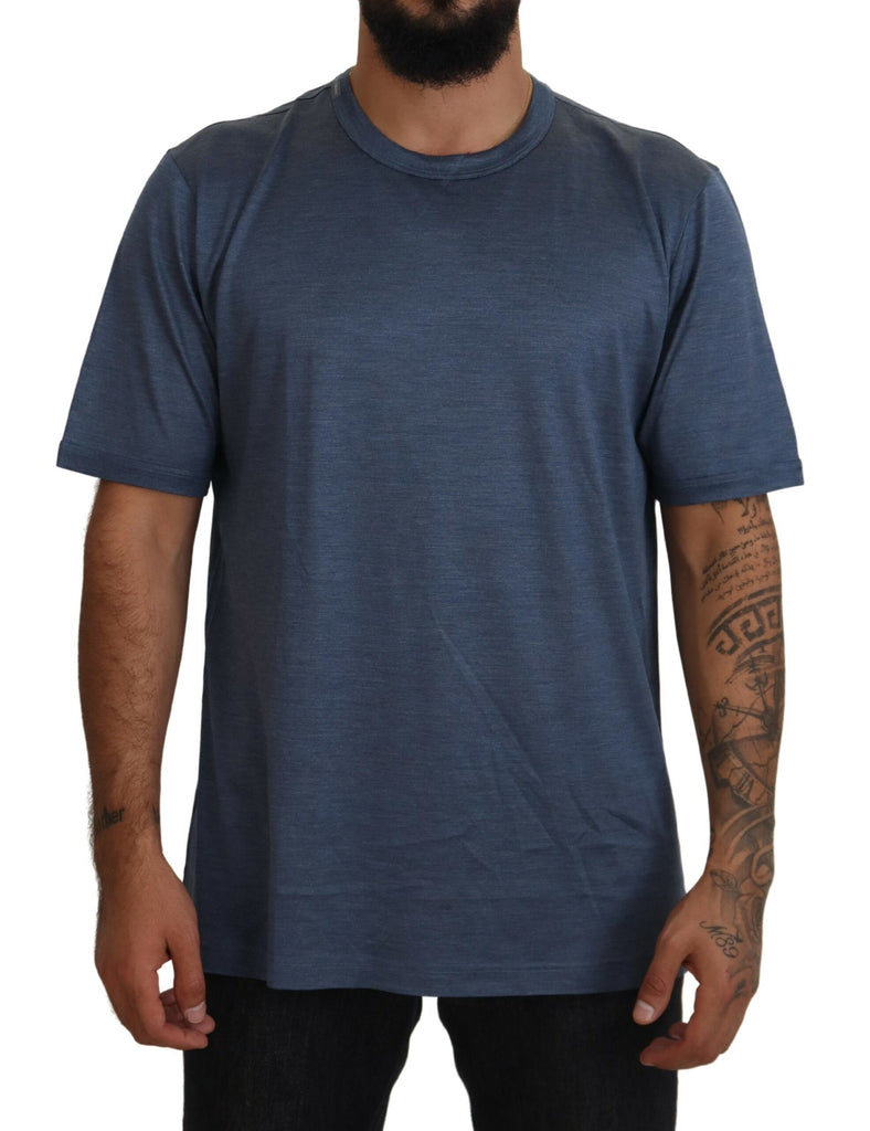 Dolce & Gabbana Blue Silk Men Short Sleeve Tops T-shirt Dolce & Gabbana