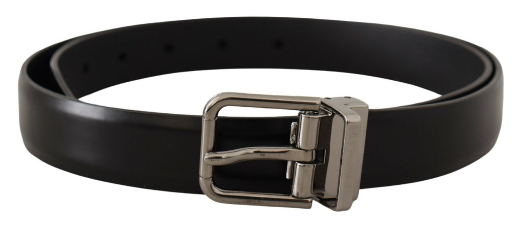 Dolce & Gabbana Black Calf Leather Metal Logo Buckle Belt Dolce & Gabbana