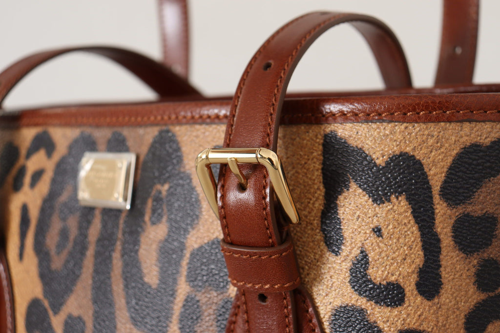 Dolce & Gabbana Brown Leopard Pattern Shopping Tote Hand Bucket Purse - Luxe & Glitz