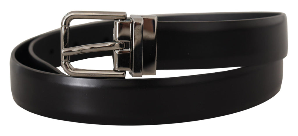 Dolce & Gabbana Black Calf Leather Metal Logo Buckle Belt Dolce & Gabbana