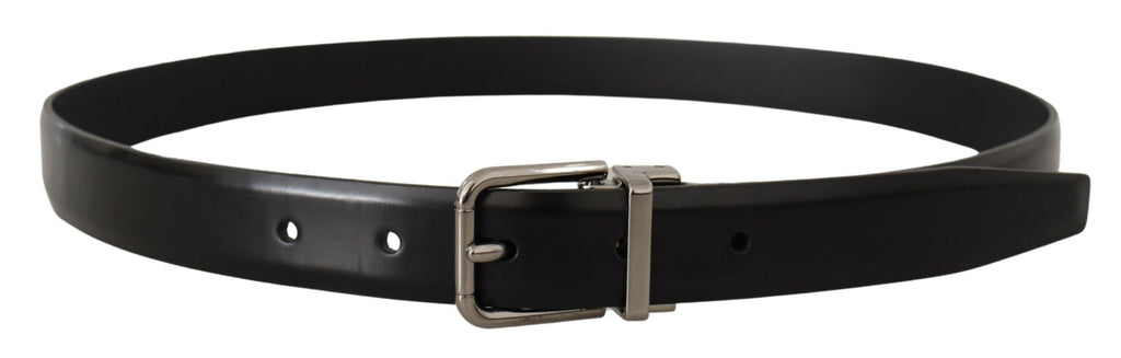 Dolce & Gabbana Black Calf Leather Metal Logo Buckle Belt Dolce & Gabbana