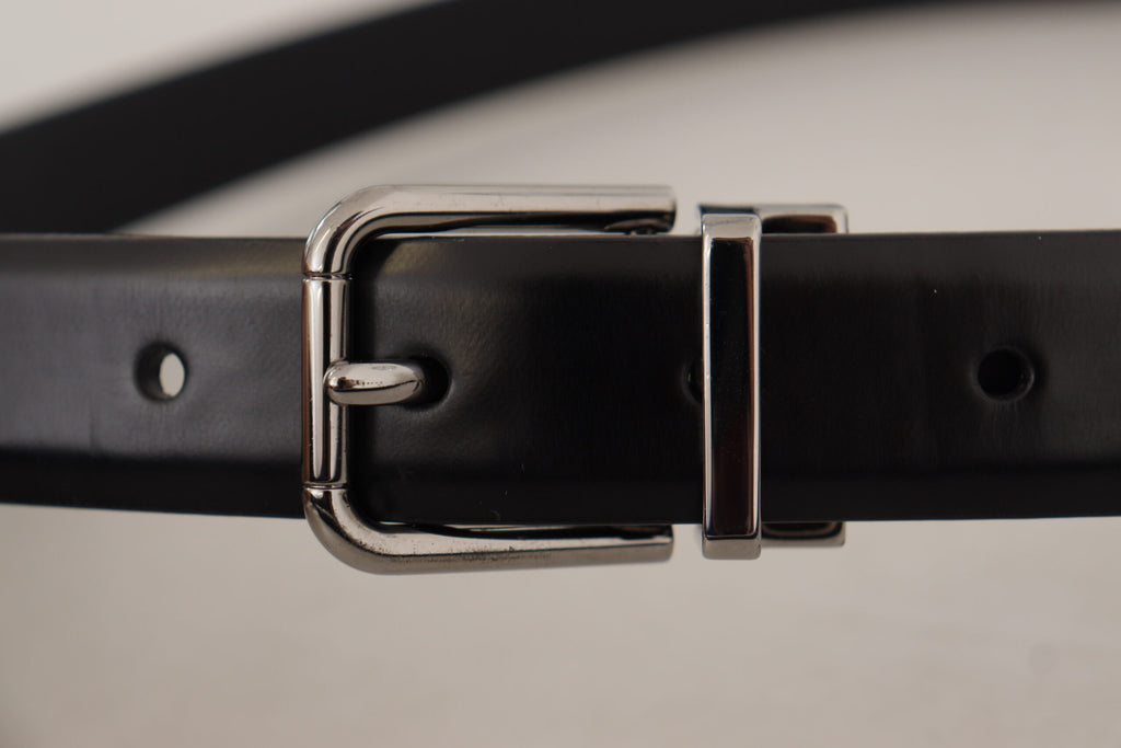 Dolce & Gabbana Black Calf Leather Metal Logo Buckle Belt Dolce & Gabbana