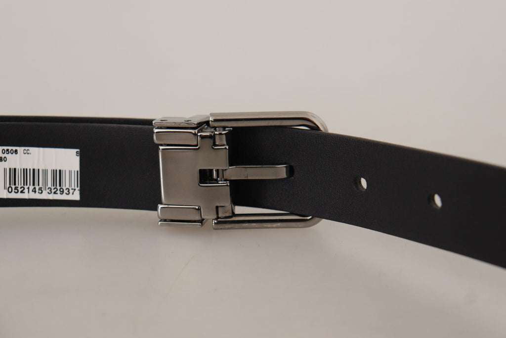 Dolce & Gabbana Black Calf Leather Metal Logo Buckle Belt Dolce & Gabbana