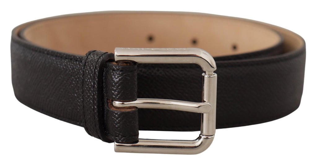 Dolce & Gabbana Black Calf Leather Brown Backend Metal Buckle Belt Dolce & Gabbana