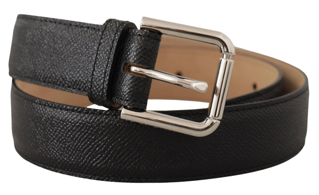 Dolce & Gabbana Black Calf Leather Brown Backend Metal Buckle Belt Dolce & Gabbana