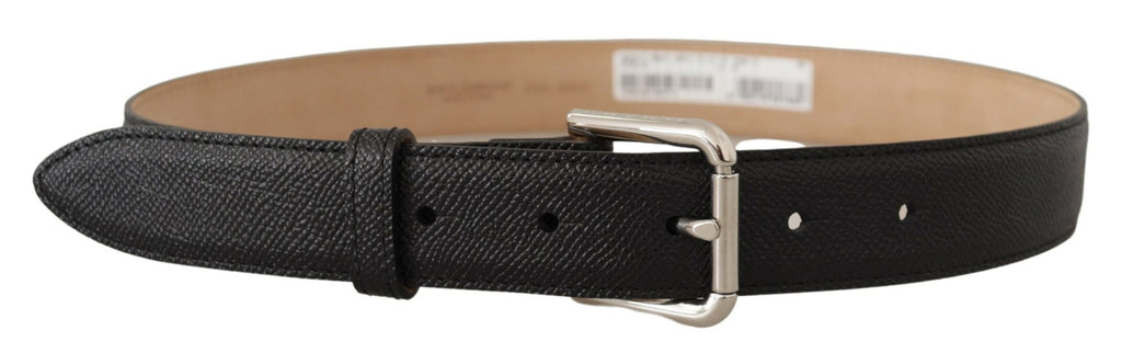 Dolce & Gabbana Black Calf Leather Brown Backend Metal Buckle Belt Dolce & Gabbana