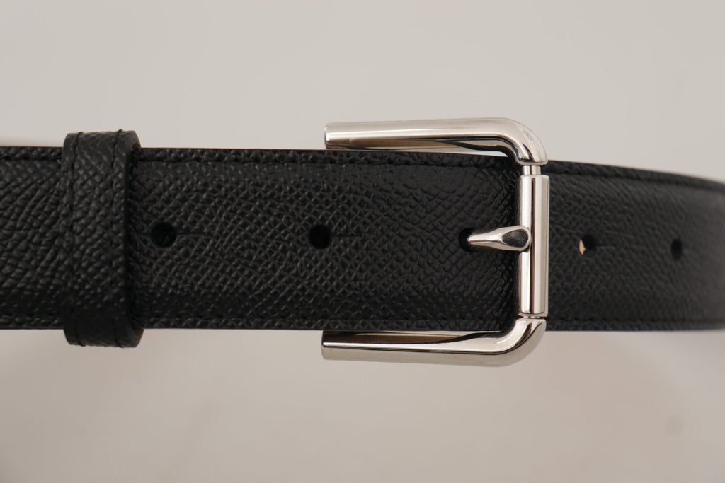 Dolce & Gabbana Black Calf Leather Brown Backend Metal Buckle Belt Dolce & Gabbana