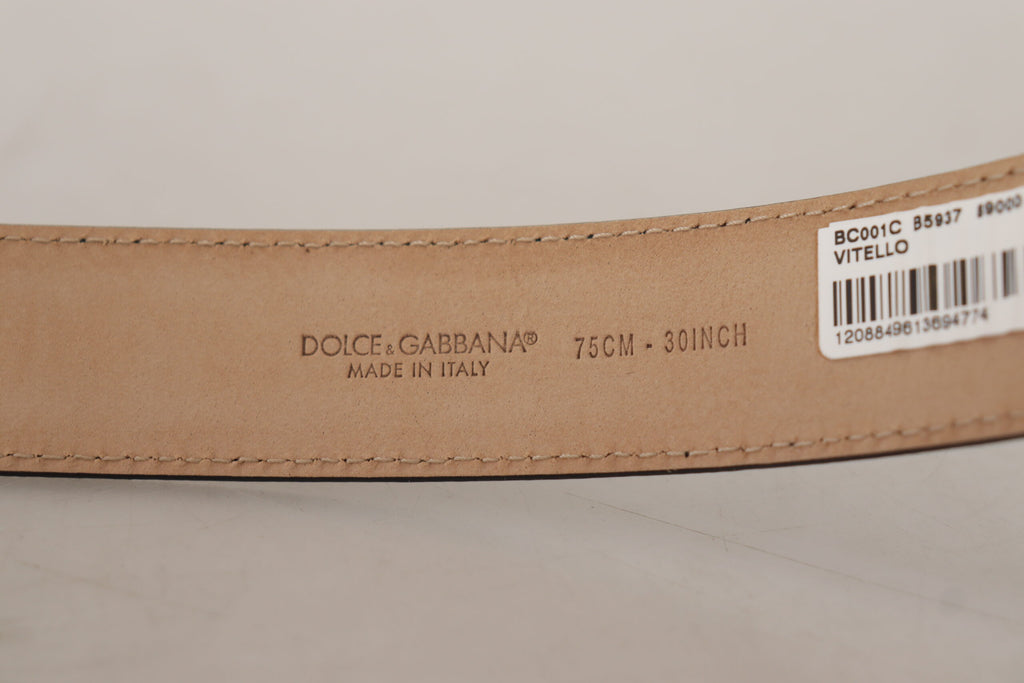 Dolce & Gabbana Black Calf Leather Brown Backend Metal Buckle Belt Dolce & Gabbana