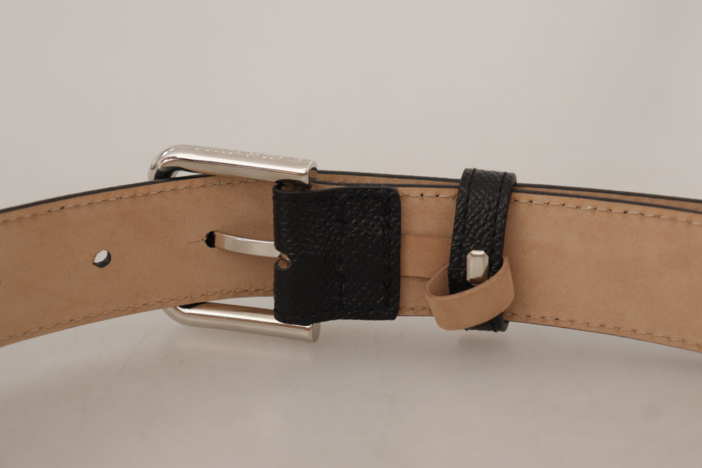 Dolce & Gabbana Black Calf Leather Brown Backend Metal Buckle Belt Dolce & Gabbana