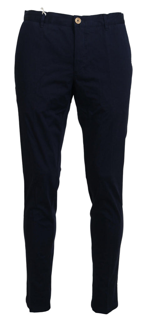 Domenico Tagliente Dark Blue Cotton Skinny Men Pants Domenico Tagliente