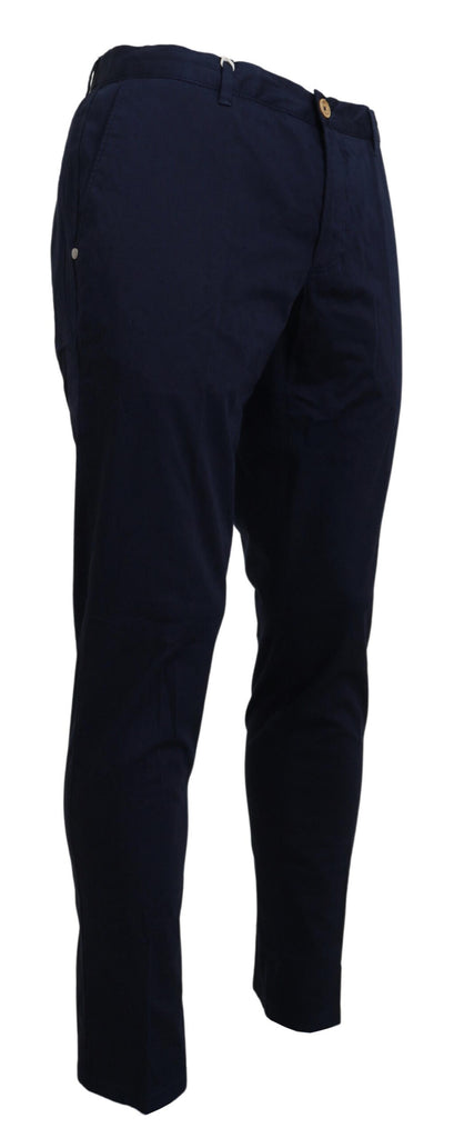 Domenico Tagliente Dark Blue Cotton Skinny Men Pants Domenico Tagliente