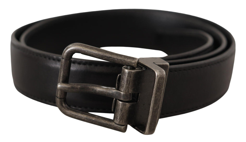 Dolce & Gabbana Black Calf Leather Logo Metal Buckle Belt - Luxe & Glitz