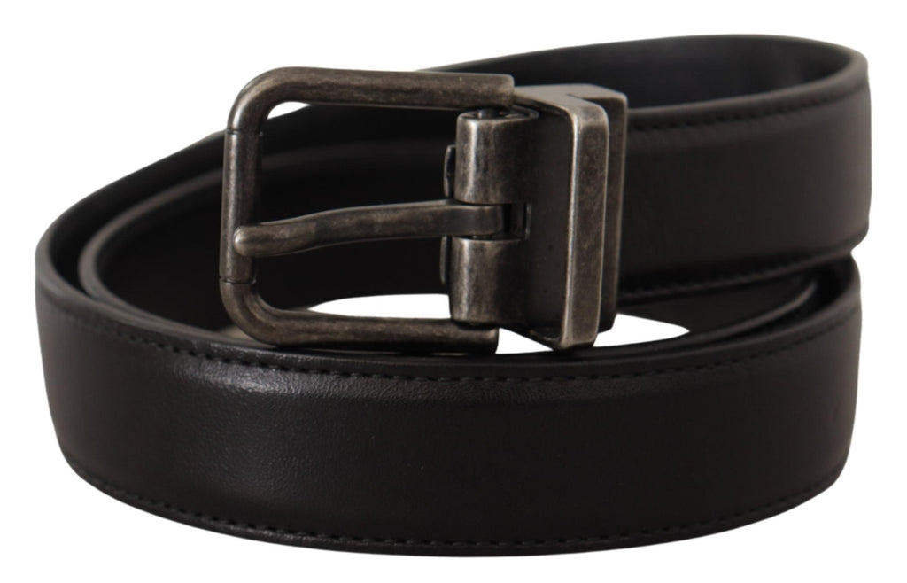 Dolce & Gabbana Black Calf Leather Logo Metal Buckle Belt - Luxe & Glitz