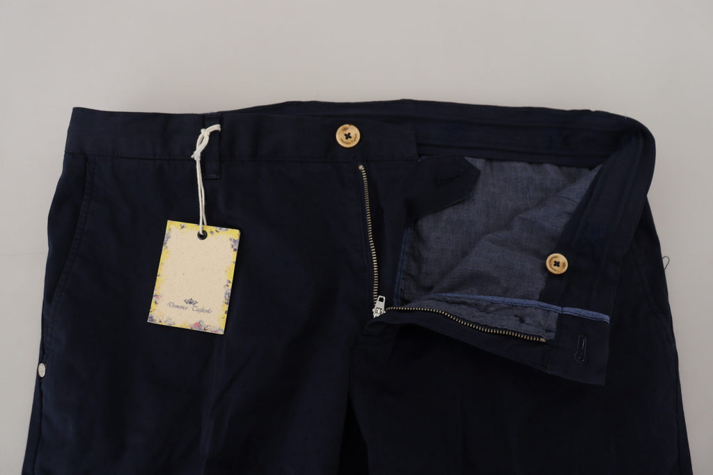 Domenico Tagliente Dark Blue Cotton Skinny Men Pants Domenico Tagliente