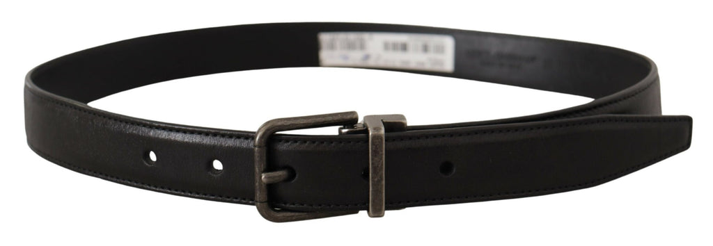 Dolce & Gabbana Black Calf Leather Logo Metal Buckle Belt - Luxe & Glitz