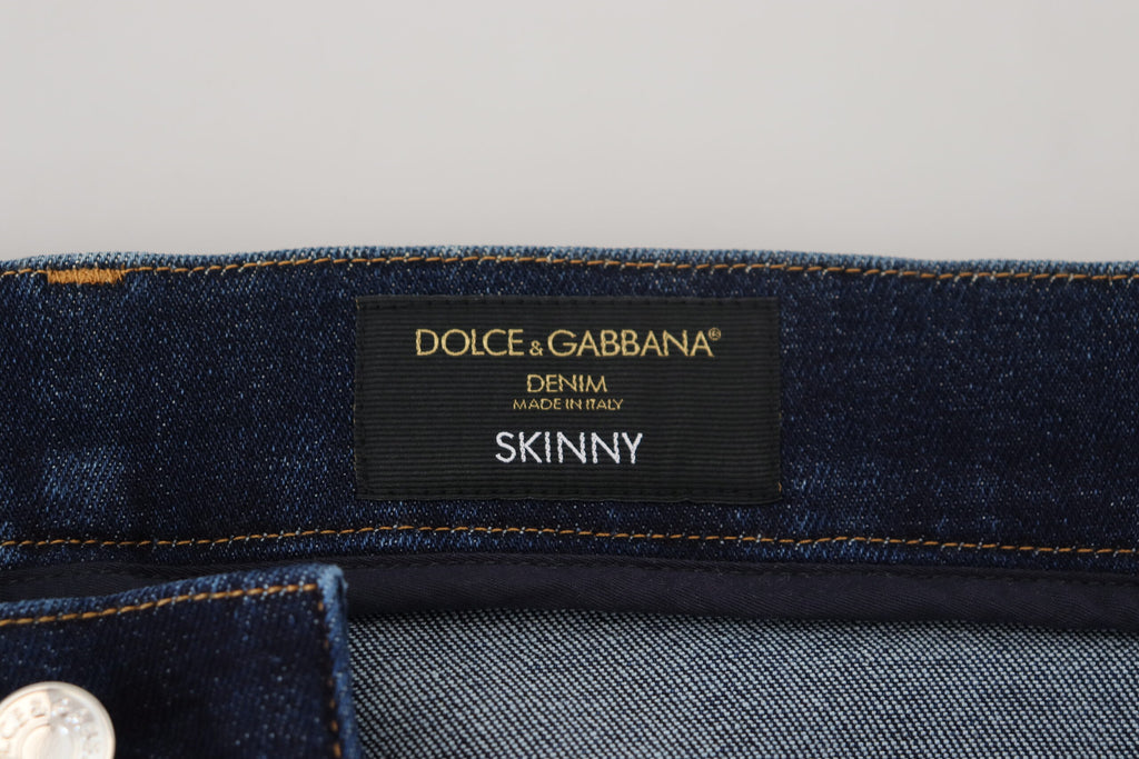 Dolce & Gabbana Dark Blue Cotton Denim SKINNY Jeans Dolce & Gabbana