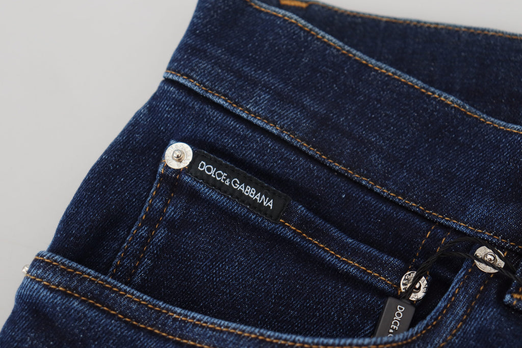 Dolce & Gabbana Dark Blue Cotton Denim SKINNY Jeans Dolce & Gabbana