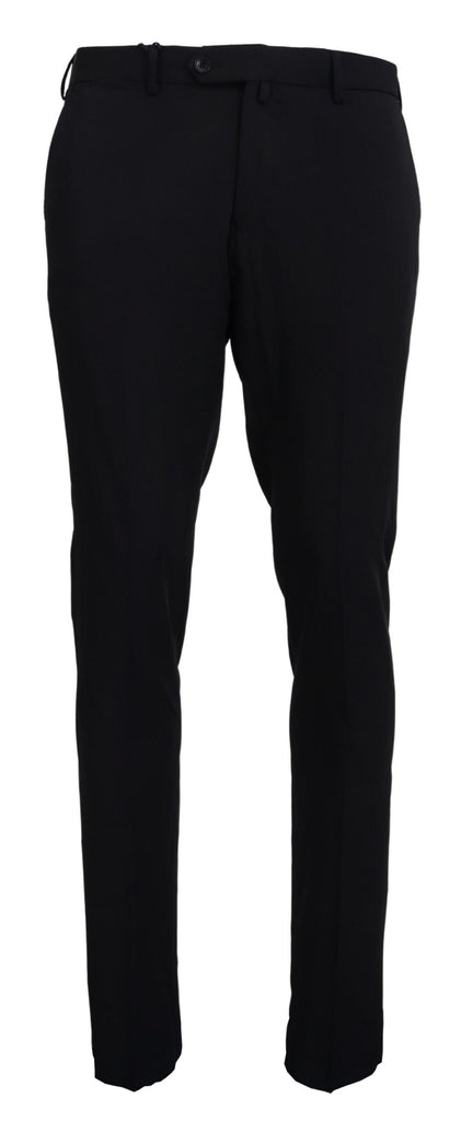 Domenico Tagliente Black Polyester Tapered Dress Pants Domenico Tagliente