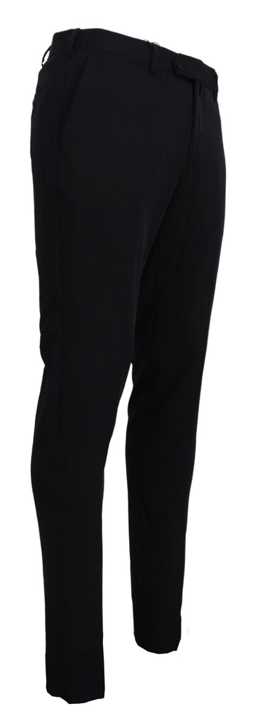 Domenico Tagliente Black Polyester Tapered Dress Pants Domenico Tagliente