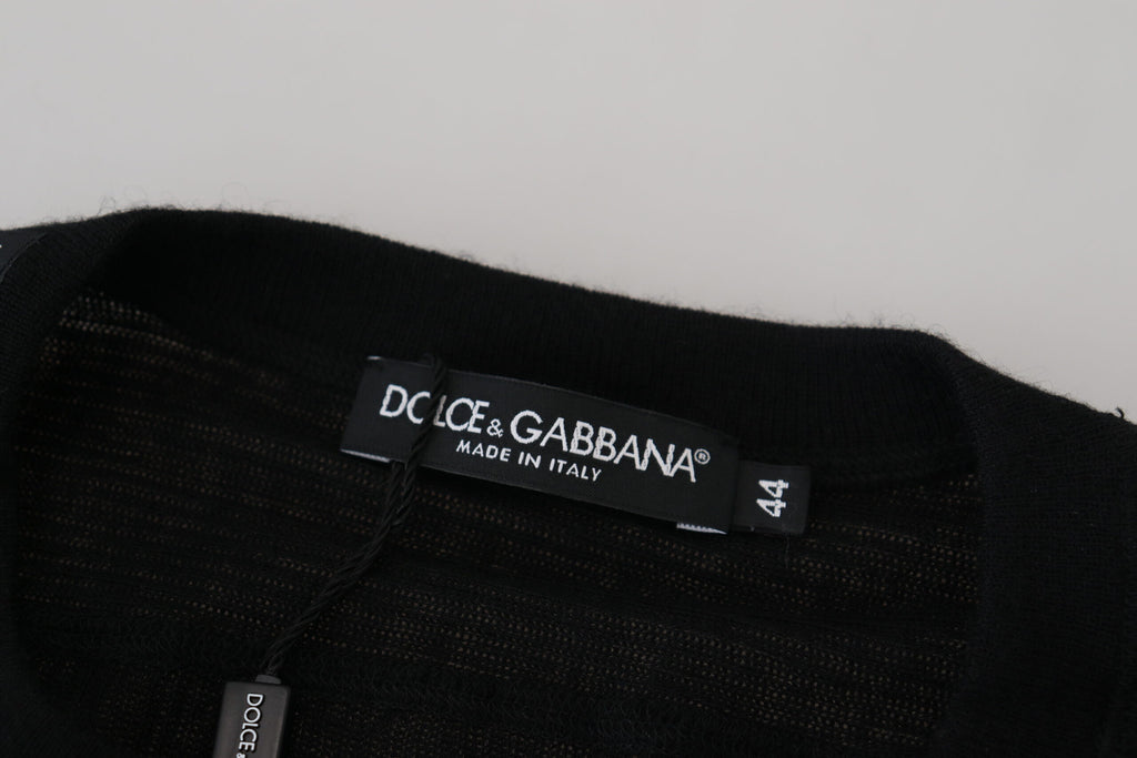 Dolce & Gabbana Black Cashmere Button Pullover Sweater Dolce & Gabbana